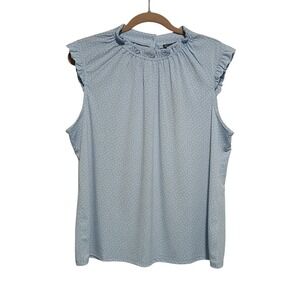 Adrianna Papell XL Ruffle Mock Neck Sleeveless‎ Blouse Top STLUBLUBWLF